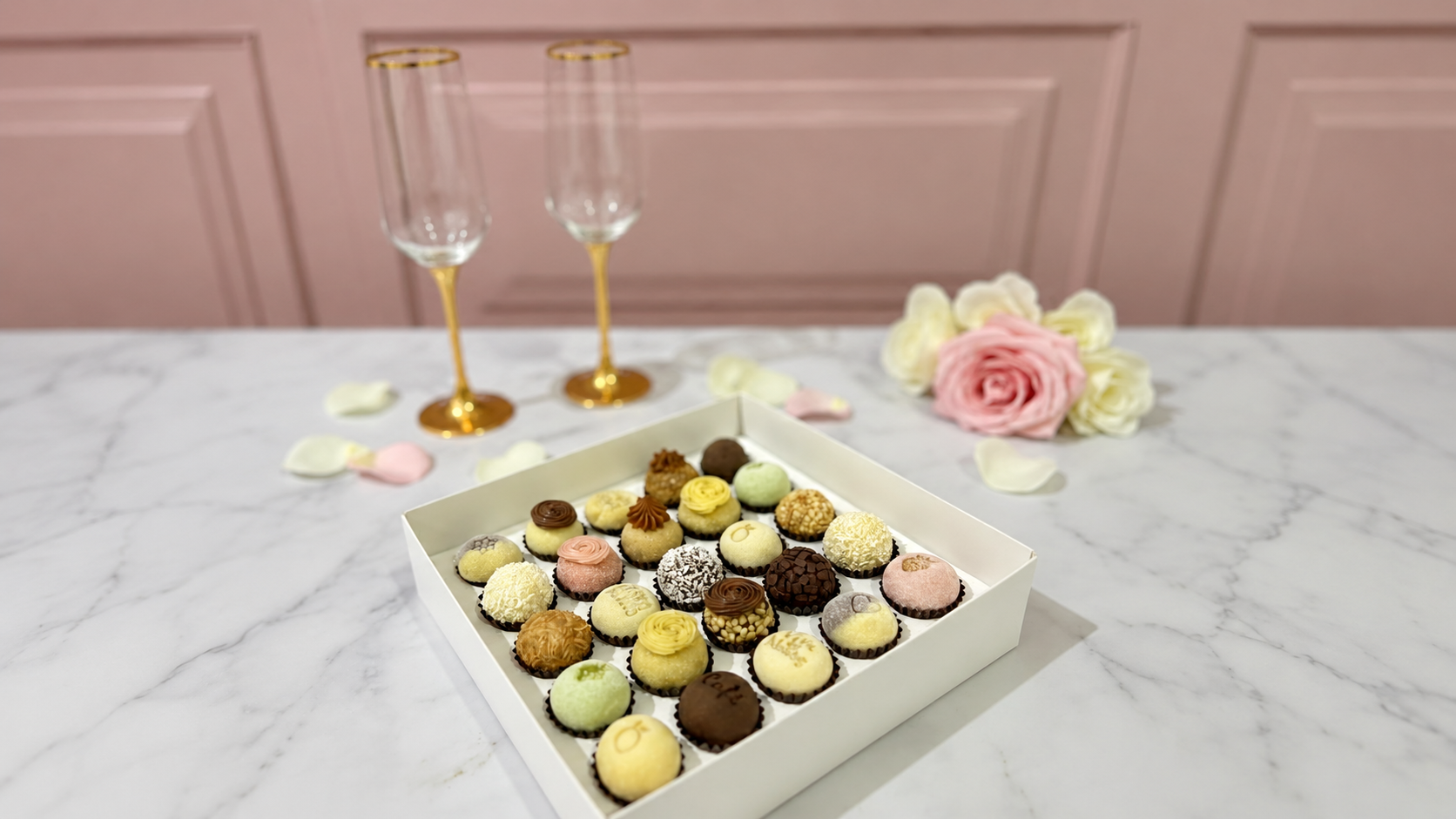 Caixa presenteável de brigadeiros gourmet da Casa da Borboleta